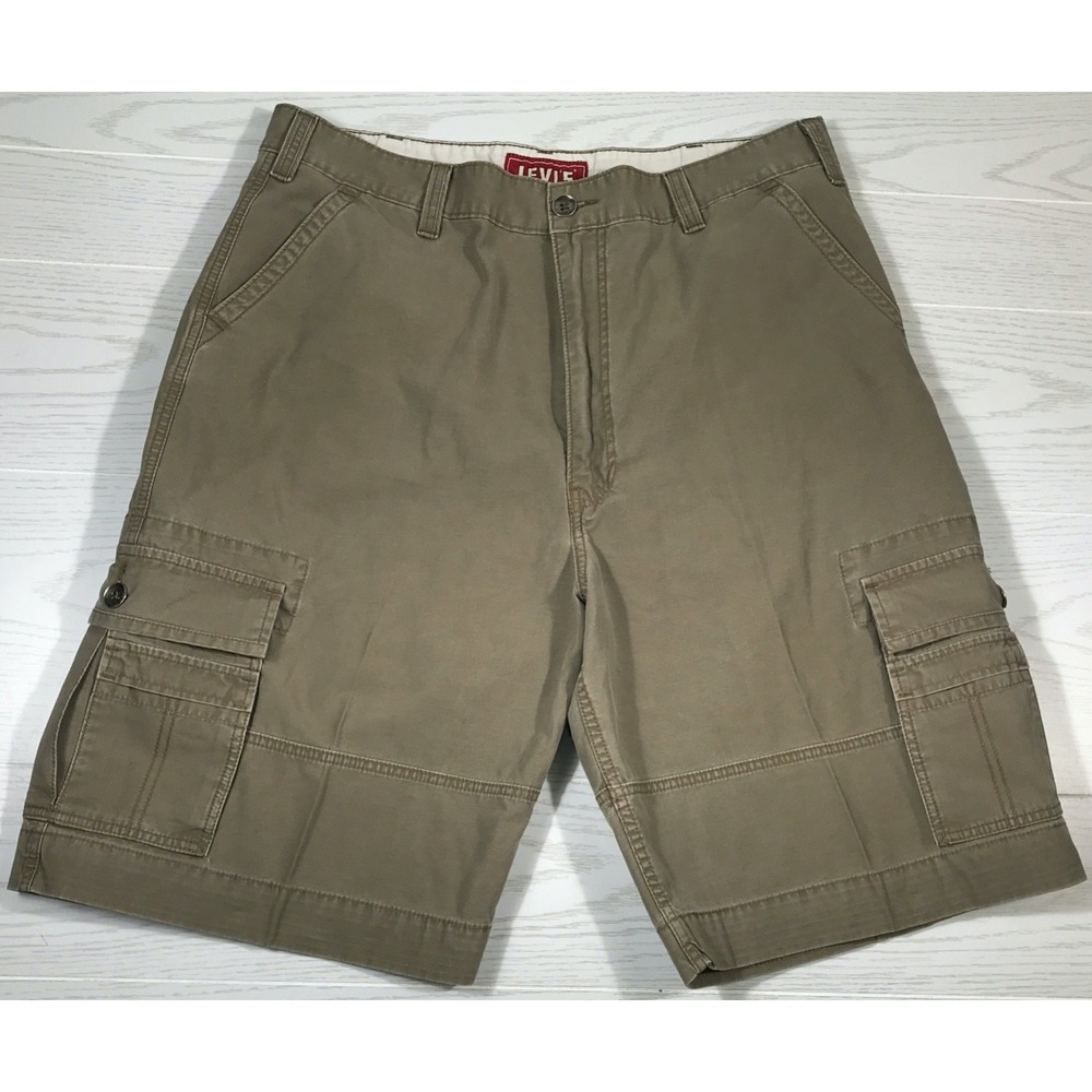 Vintage Levis Squad Cargo Shorts Men 40 Brown Canvas 100% Cotton Grunge Work Y2K